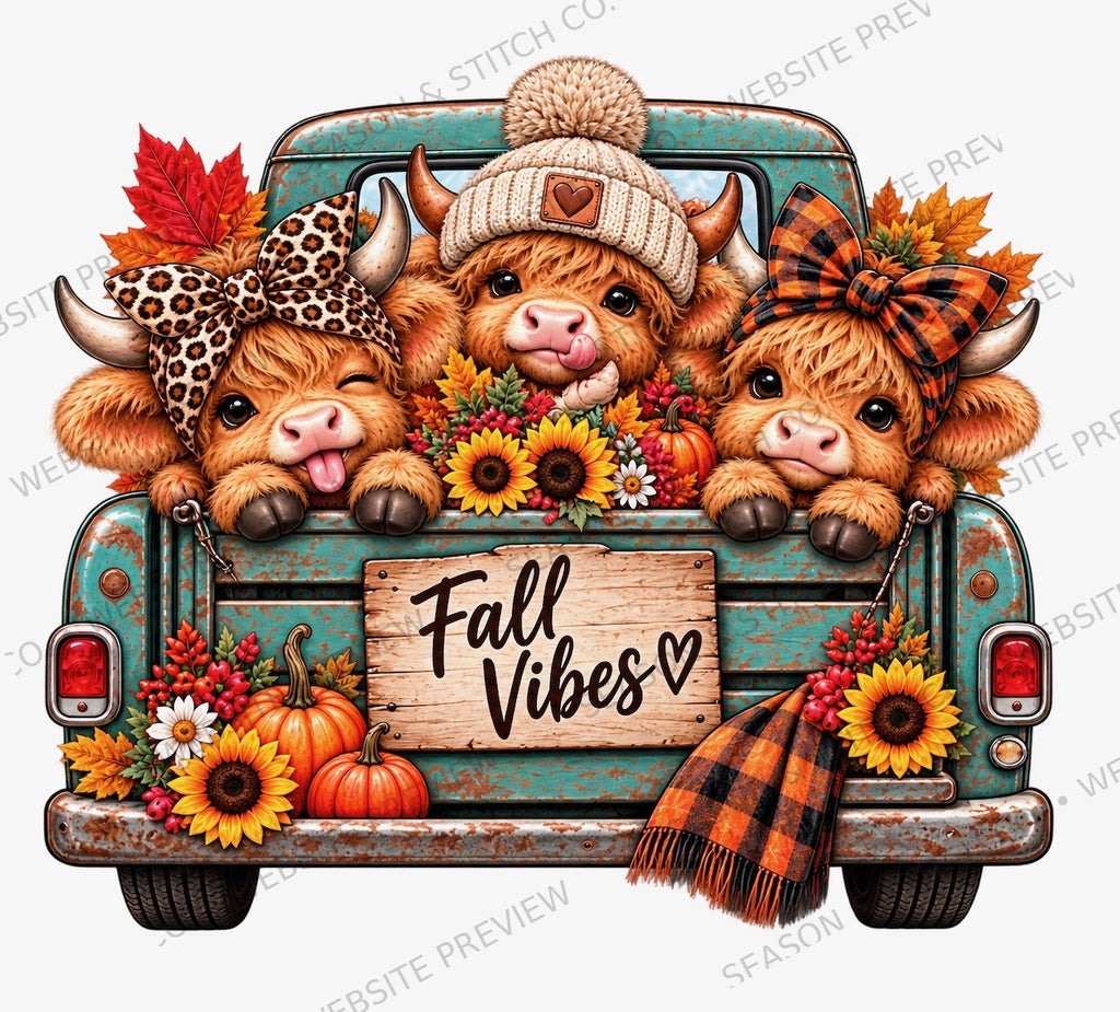 Fall Vibes Highland Cow Youth T-Shirt