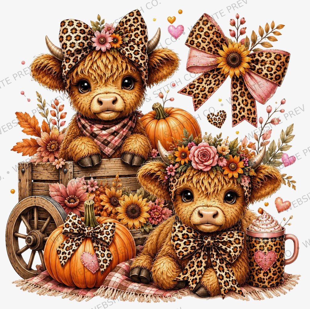 Sweet Fall Highland Cows Youth T-Shirt