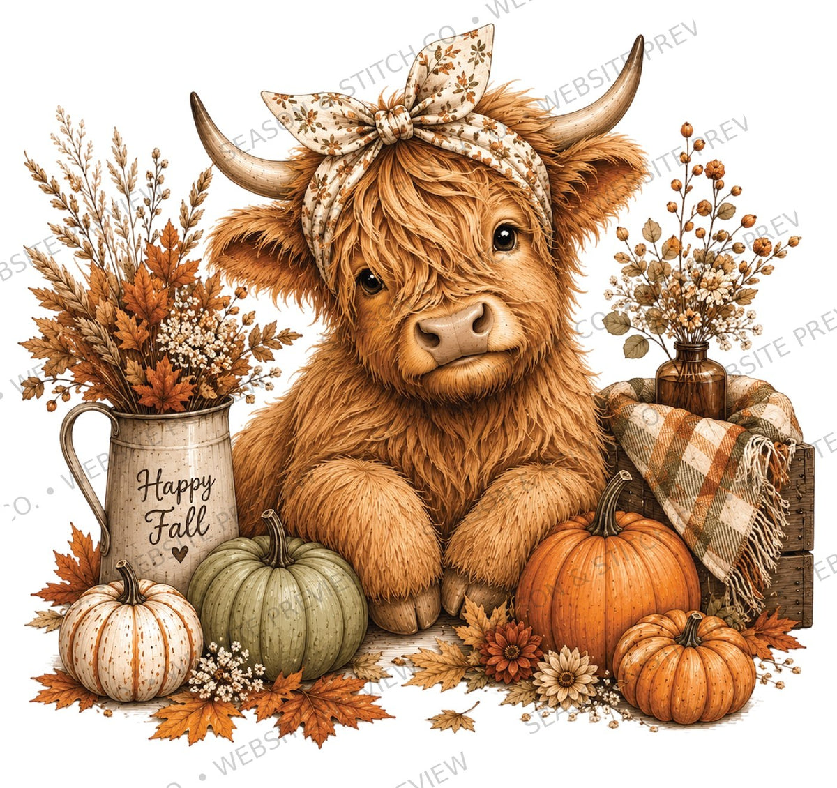 Happy Fall Highland Cow Youth T-Shirt