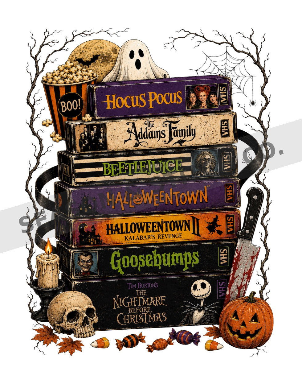 Halloween VHS Stack Adult T-Shirt