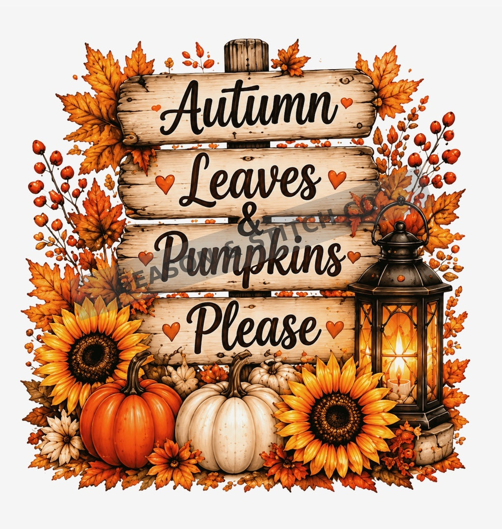 Autumn Leaves & Pumpkins Please Adult T-Shirt